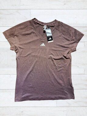 adidas Heathered Mauve V-Neck Training Tee M NWT